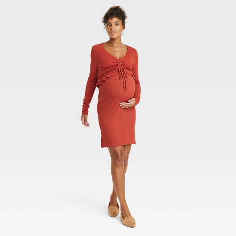 Cropped Ruffle Maternity Coordinate Set - Isabel Maternity By Ingrid &  Isabel™ Orange Xs : Target