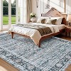 Area Rug Vintage Style Machine Washable Rug Vintage Distressed Area Rug Carpet Retro Boho Medallion Accent Rug Stain Resistant Non-Slip Foldable - 2 of 4