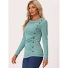 Allegra K Women's Cowl Neck Long Sleeves Buttons Decor Solid Ruched Top - 3 of 4