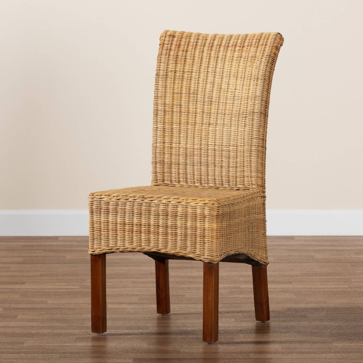 Shamara Natural Rattan and Mahogany Wood Dining Chair Walnut Brown - bali & pari - thumbnail 9