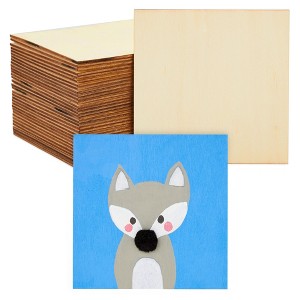 Bright Creations 36 Pack 5x5 Wooden Squares for Crafts, Unfinished Wood Tiles for DIY Cutouts - 1 of 4