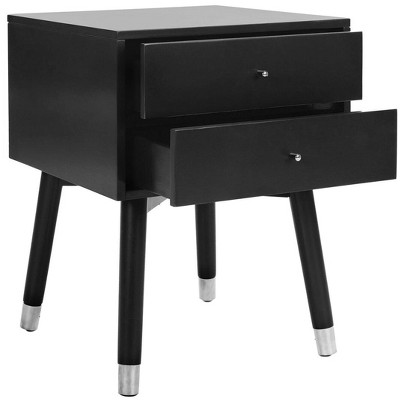 Lyla Black/Silver Transitional 2-Drawer Nightstand