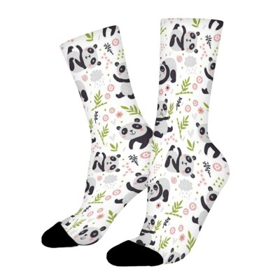 Cute Panda Baby Women Printed Crew Socks Funny Funky Socks Soft Polyester Novelty Gifts for Artists Men