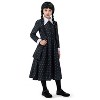 Joyfy Girls Halloween Costume The Addams Family Wednesday Costume, Black Floral Print Dress with Wig Stocks Halloween Dress Up Costume - 3 of 4