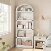 Bookcase 5 Shelf Arched Bookshelf 71.65in Tall Bookcase Farmhouse Display Storage Rack Wooden Bookshelves for Home Office, Living Room - 2 of 4