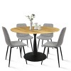 Harrison+Bingo 5-Piece Round-Shaped Wood Grain Dining Table Set With 4 Upholstered Chairs Black Legs-Maison Boucle - 2 of 4