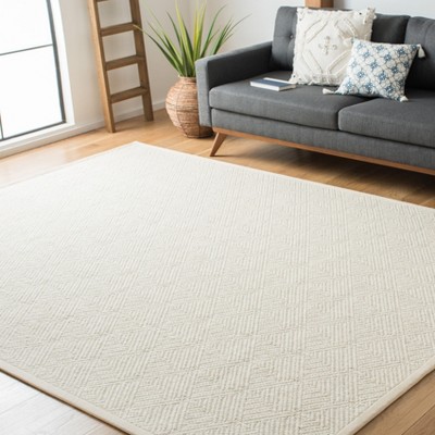 Ivory Flat Woven Wool Area Rug, 8' x 10'