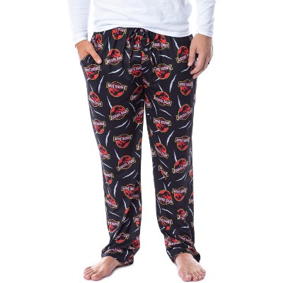 Jurassic Park Mens' Dinosaur Film Logo Scratches Sleep Pajama Pants Black