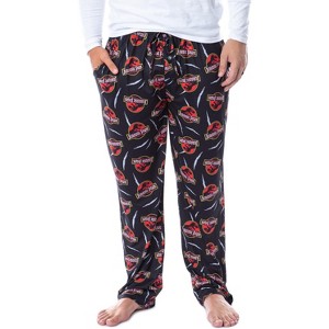 Jurassic Park Mens' Dinosaur Film Logo Scratches Sleep Pajama Pants Black - 1 of 4