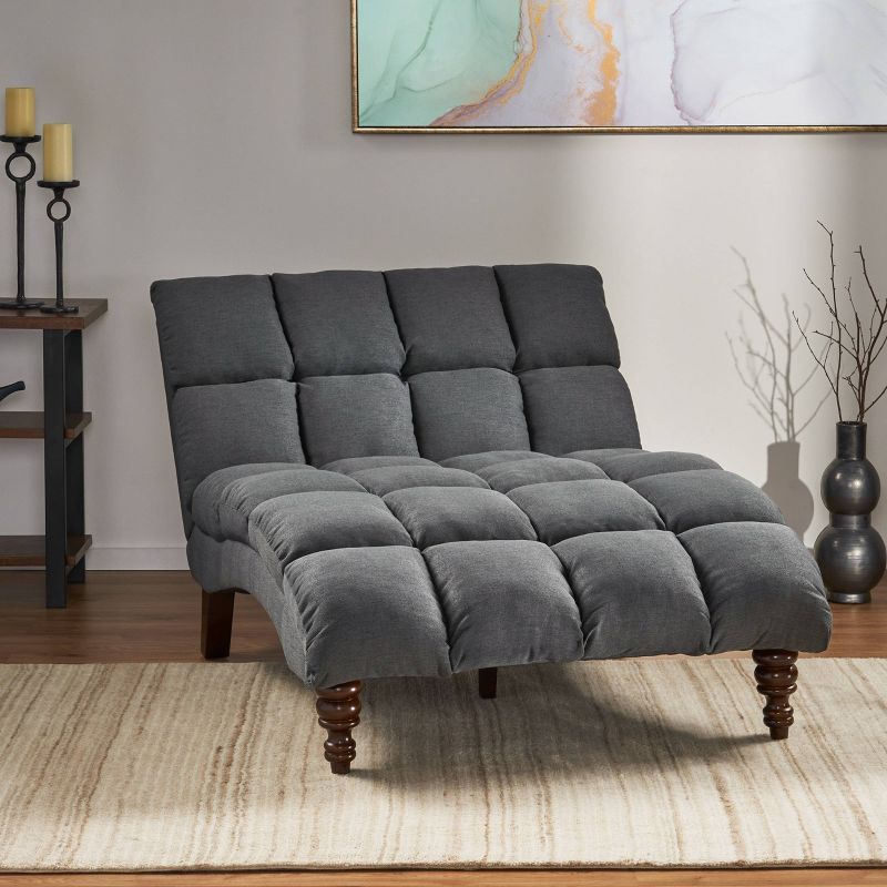 Kaniel Traditional Tufted Fabric Double Chaise - Christopher Knight Home, 3 of 6