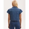 INSPIRE CHIC Women's Denim Cap Sleeve Button Down Turndown Collar Classic Cropped Jean Jackets - 4 of 4