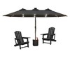 Syemin Patio Seating 3 Piece Set with Adirondack Lounge Chair Black Frog Chair 2 Piece Plus Double Ended Parasol - 3 of 4
