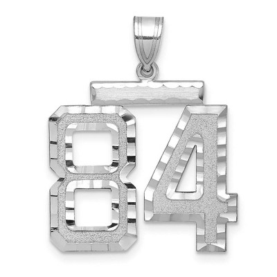 Black Bow Jewelry 14k White Gold, Varsity Collection, Large D/C Pendant, Number 84