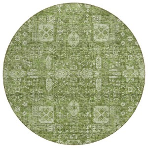 Artichoke Green And Ivory Oriental Washable Indoor Outdoor Area Rug - 1 of 4