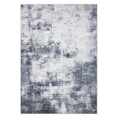 Washable Modern Abstract Rug Non Slip Low Pile Rug Soft Contemporary Throw Floor Cover Foldable Indoor Carpet for Living Room Bedroom
