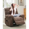 Rocking Recliner Chair, 360° Swivel Rocker Chair for Living Room, Upholstered Fabric Glider Nursery Chair with Side Pockets - 2 of 4