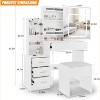 Acekool Storage Cabinet Dresser with LED Lights, Electrical Outlet, 4 Drawers & Stool, Sliding Mirror, 3 Lighting Modes - 2 of 4