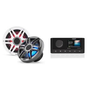 Fusion MS-RA210 Source Unit w/ Clarion CMSP-651RGB-SWG Premium 6.5-inch Coaxial Marine Speakers with built-in RGB illumination ( Includes White & G... - 1 of 4