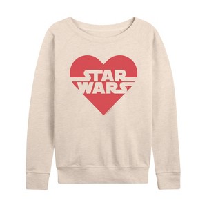 Women's - Star Wars - Valentine Heart Logo Lightweight French Terry Wide Neck Long Sleeve Shirt - 1 of 4