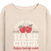 Women's - Instant Message - Farm Fresh Hard Cider Hot or Cold Lightweight French Terry Wide Neck Long Sleeve Shirt - 2 of 4