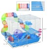 2 Tier Hamster Cage with Exercise Wheel Water Bottle House Tubes and Tray,18'' Small Animal Habitat for Mice Gerbils Dwarf Hamsters,Blue - LAOTIES - 2 of 4