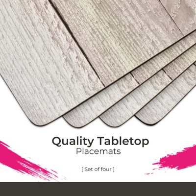Rustic Driftwood Print Hardboard Placemats Set of 4