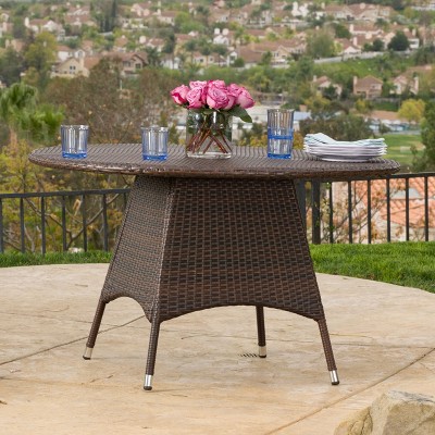 NicBex 46.5" Outdoor Dining Table,Square Wicker Patio Table with Modern Design for 2 to 4 Chairs,Outdoor Furniture,Brown