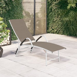 vidaXL Sun Lounger Textilene and Aluminum Taupe - 1 of 4