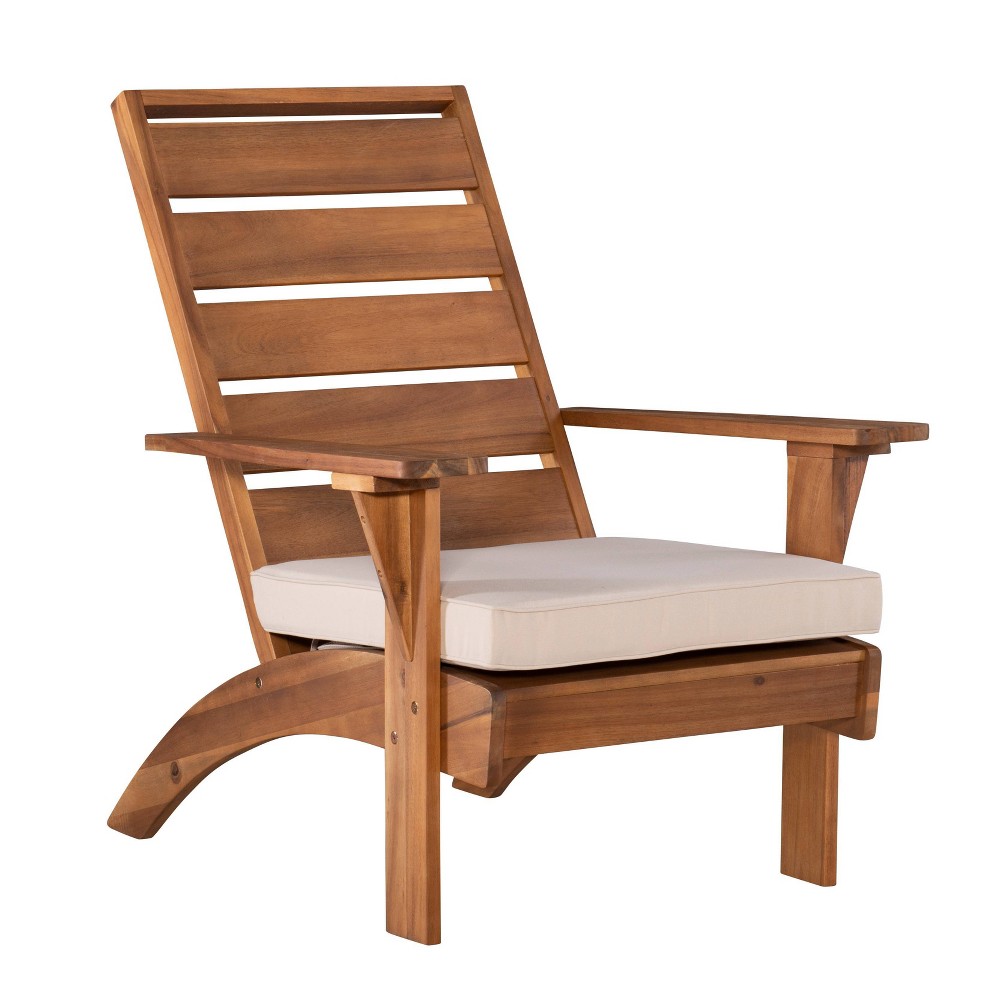 Photos - Garden Furniture Linon Rockport Outdoor Acacia Wood Chair with Cushion Brown  