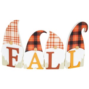 Northlight Plaid Gnomes Fall Harvest Wooden Sign - 10" - 1 of 4