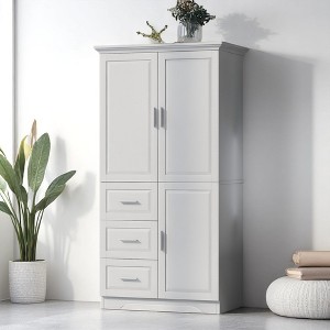 Tall Storage Cabinet with 3 Drawers and Adjustable Shelf, 62.2" Freestanding Organizer Cabinet with 3 Doors for Bathroom - 1 of 4