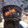 Sunnydaze Outdoor Camping or Backyard Crossweave Cut Out Fire Pit with Spark Screen, Log Poker, and Metal Wood Grate - Bronze - 4 of 4