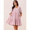 Seta T Women's V Neck Ruffle Short Sleeve Tiered A-Line Flowy Beach Babydoll Dress with Pockets - 2 of 4