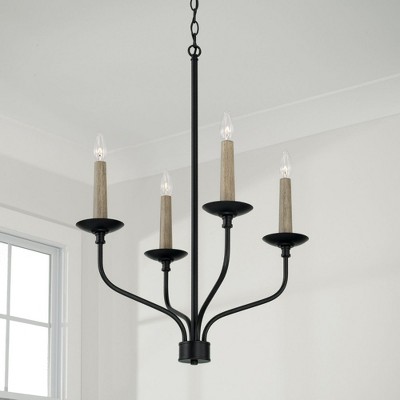 Matte Black Mini 4-Light Candle Chandelier