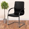 Emma and Oliver 4 Pack Black Vinyl Side Reception Chair w/ Chrome Sled Base - Lobby & Guest Seating - 2 of 4