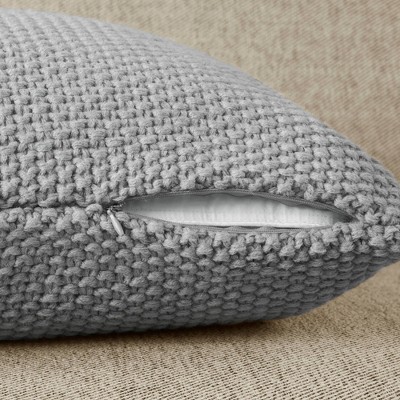 Gray Cotton Polyester Knit Euro Pillow Cover