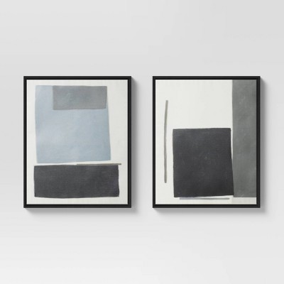 (Set of 2) 16" x 20" Abstract Framed Wall Art Neutral Black - Project 62™