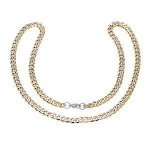 Steeltime 24" Men's two tone stainless steel and 18k gold plated cuban link chain necklace - 1 of 2
