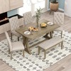 NicBex Dining Room Table Set for 6 Rustic Kitchen Table with MDF Tabletop, 4 Upholstered Chairs and 1 Bench for Kitchen - 4 of 4