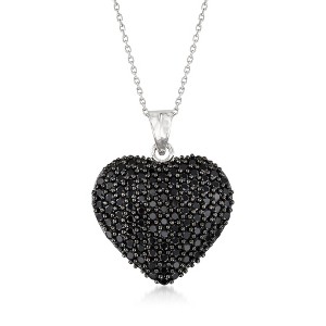 Ross-Simons 4.00 ct. t.w. Black Spinel Heart Pendant Necklace in Sterling Silver - 1 of 3