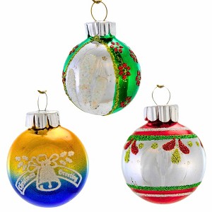 Christopher Radko 1.0 Inch Decorated Small Rounds Shiny Brite Vintage Style Tree Ornament Sets - 1 of 4