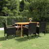 vidaXL Dining Set Black Solid acacia wood Large Seats Many Dining Set - 2 of 4