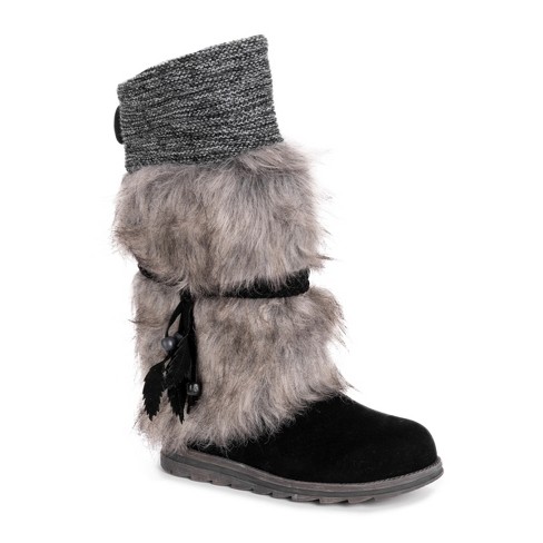 LUKEES by MUK LUKS Women's Sigrid Leela Too Boots-Ebony 10