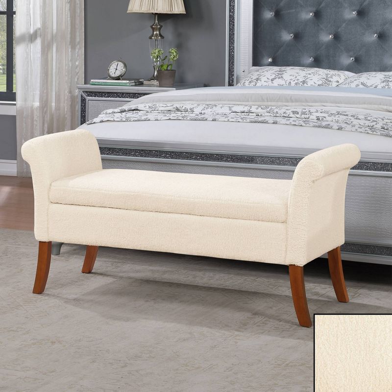 Breighton Home Designs4Comfort Garbo Faux Shearling Storage Bench Creme, 2 of 7