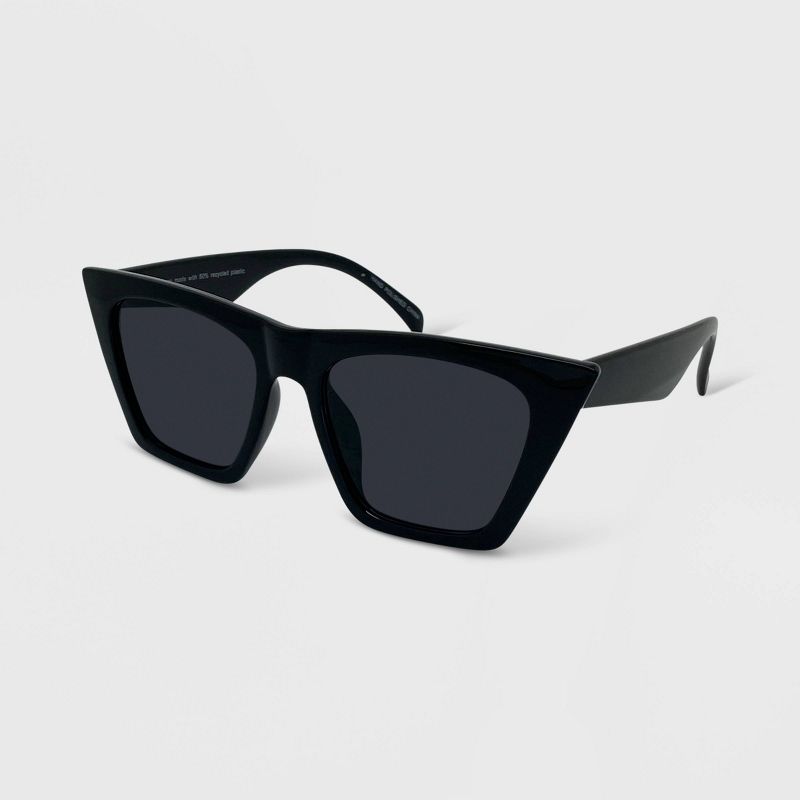 Women&#39;s Plastic Angular Solid Cateye Sunglasses - Wild Fable&#8482; Black, 2 of 5
