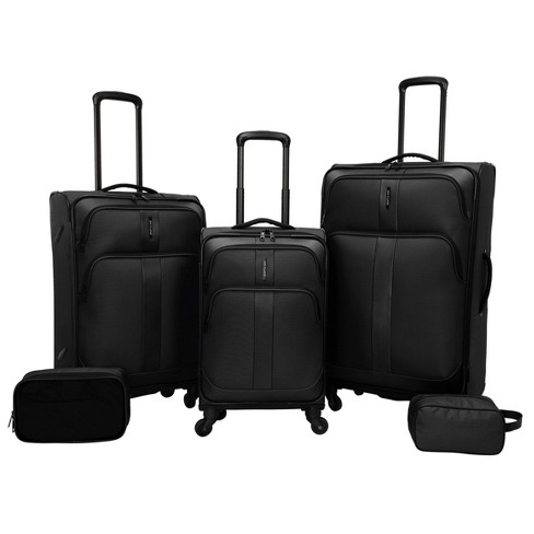 Skyline Softside Checked Spinner 5pc Luggage Set - Black : Target