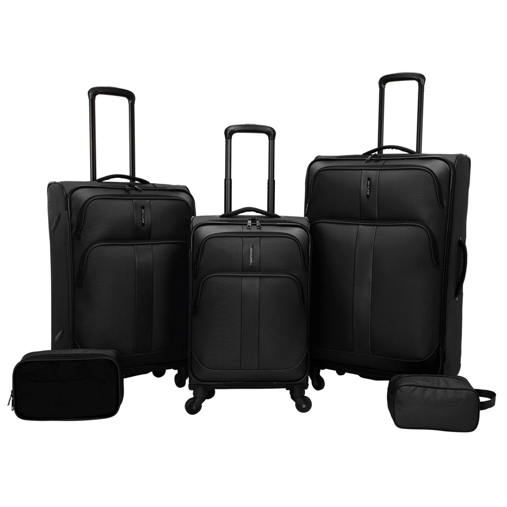 Photos - Luggage SkyLine Softside Checked Spinner 5pc  Set - Black 