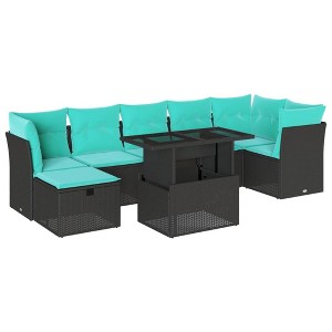 vidaXL 8 Piece Garden Sofa Set with Cushions - Black - 1 of 4