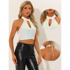 INSPIRE CHIC Women's Halter Neck Cutout Shiny Party Sequin Crop Top - 2 of 4