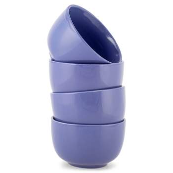 Elanze Designs Bistro Glossy Ceramic 4 inch Dessert Bowls Set of 4, Violet Purple